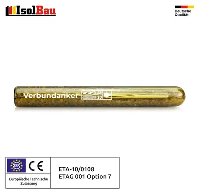 Isolbau Verbundankerpatrone M20 1 Stück Mörtelpatrone Verbundmörtel Injektionsmörtel ETA