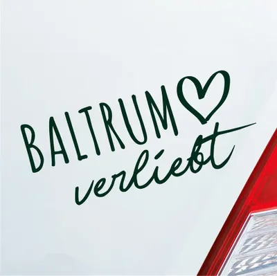 Produktbild von Auto Aufkleber Baltrum verliebt Herz Insel Nordsee Liebe Car 19x8 cm Dunkelgrün Sticker Heckscheibenaufkleber