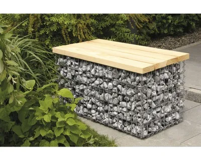 Produktbild von Gabionen Bank bellissa 105 x 55 x 54 cm mit Sitzauflage