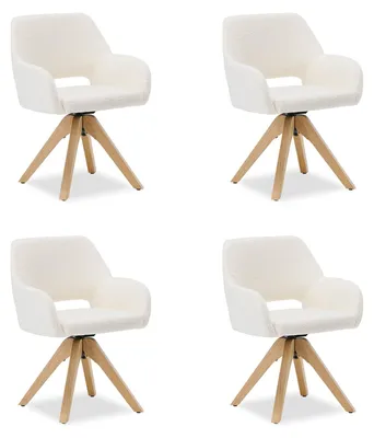 Image de Chaise de Salle à Manger Lot de 4 Moderne Tissu Teddy Blanc Design Chaises de Cuisine Chaises pas Cher Fauteuils Rembourrée