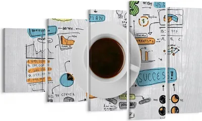 Produktbild von Bild auf Leinwand - Leinwandbild - Kaffee Morgen Tasse Frühstück - 100x60cm - Wand Bild - Wanddeko - Leinwanddruck - Bilder - Kunstdruck - Wanddekoration - Leinwand bilder - Wandkunst - EG100x60-2481