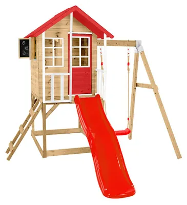 Produktbild von Zwerkules Lolla 2 Kinder Stelzenhaus mit Rutsche und Schaukel Holz