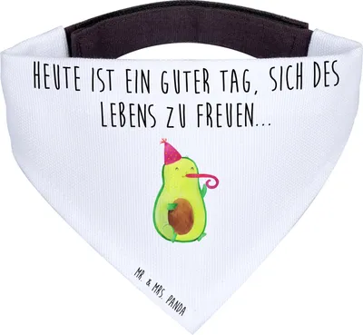 Produktbild von Mr. & Mrs. Panda Hund Halstuch Avocado Feier - Weiß - Geschenk, Tuch, Für Hunde, Tröte, Party, Gute Laune, Hunde-Halstuch, Geburtstag