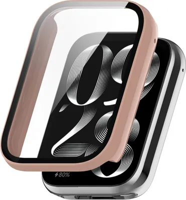 Image de Étui de protection en plastique PC + verre trempé H9 rose pour Xiaomi Smart Band 9 Pro
