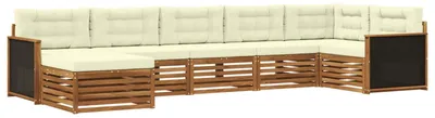 Produktbild von vidaXL Outdoor-Sofagarnitur 7 stk. Natur und Creme