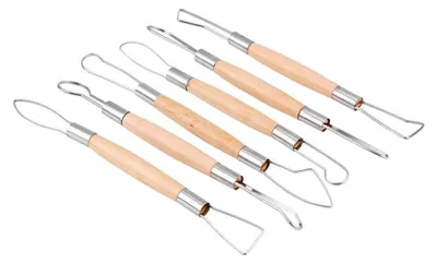Produktbild von Tonmodellierwerkzeuge Set mit Doppelkopf-Bandwerkzeug und Holzgriff für Keramik- und Tonbearbeitung