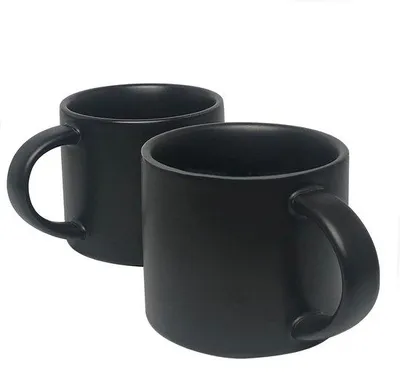 Produktbild von Famanu Keramische Kaffeetasse Set von 2 - 420 ml Matte Tassen für Büro und Zuhause