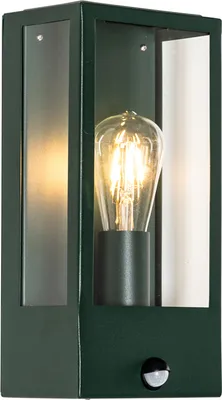 Produktbild von Qazqa Industrial außen Wandleuchte, Außenlampe mit Bewegungssensor, Wandlampe für den Garten - Rotterdam - Grün, max. 60W, Geeignet für LED, 16cm, IP44, Rechteckig