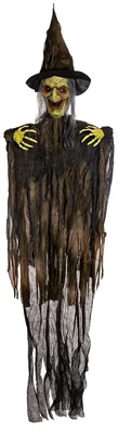Produktbild von Schreckliche Waldhexe mit Sound, Licht & Bewegung als Halloween Hängefigur 153 cm