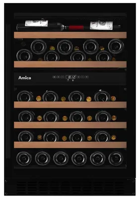 Produktbild von Amica WK 341 118 S, Weinkühler mit Kompressor, Freistehend, 52 Flasche(n), F, Innenbeleuchtung, Schwarz