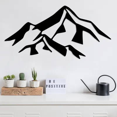 Produktbild von Wallity, Mountain- TNL1764, Schwarz, Sonstige Wohndekorationen, 80 x 40 cm, 100% Metall (Dicke: 1