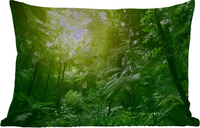 Produktbild von MuchoWow® Outdoor Kissen - Dschungel - Pflanzen - Blätter - Jungen - Mädchen - Kinder - 60x40 cm - Wetterfest - Lounge Kissen - Zierkissen - Kissen für Innenräume