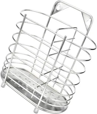 Productafbeelding van Bestekafdruiprek - Keukengerei houder - Keuken organiseren - Roestvrij staal - 15x17cm - Zilver
