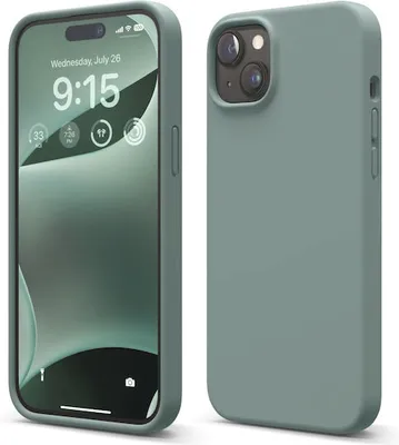 Produktbild von Elago Premium Silikonhülle für iPhone 15 Plus Mitternachtsgrün