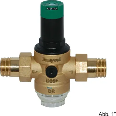 Produktbild von Honeywell Druckminderer m. Einstellskala u. Klarsicht-Siebtasse D06F - 1 1/2"A