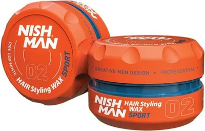 Produktbild von NISHMAN Haarstyling Wachs Für Männer 02  Sport 150g  Tropischer Fruchtduft  Natürlicher Glanz-Look  Starker Halt  Herren Haar-Gel Aqua Wachs  Langanhaltende Kontrolle und Definition