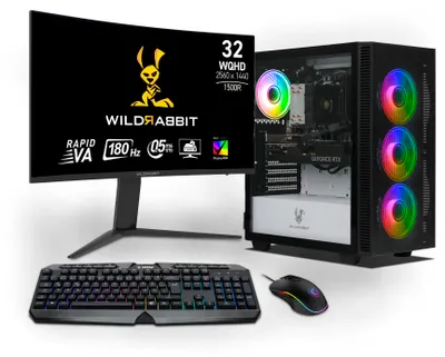 Immagine prodotto di Ryzen Gaming Bundle | AMD Ryzen 7 8700F | Nvidia GeForce RTX 5070 12GB | 32GB DDR5 RAM | 1TB NVMe SSD | Windows 11 | WiFi | Wildrabbit GMX 32" WQHD LCD Gaming Monitor
 | Tastiera tedesca RGB di MSI | MSI Forge Mouse | Libre Office