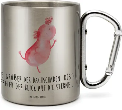 Produktbild von Mr. & Mrs. Panda thermotasse Axolotl Tanzen - Transparent - Geschenk, Thermobecher, Isolierbecher, Freundin, Verrückt, Teebecher, Edelstahlbecher, Teetasse, gut Gelaunt