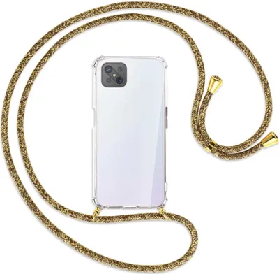 Produktbild von Handykette Backcover-Schutzhülle mit Band (Metall goldfarben) für Oppo A92S / Reno4 Z 5G - braun+beige
