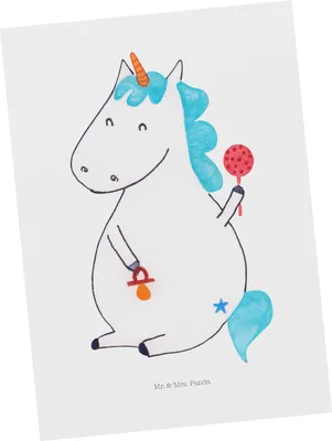 Produktbild von Mr. & Mrs. Panda Postkarte Einhorn Baby - Weiß - Geschenk, Grußkarte, Postkarten, Party, Ansichtskarte, Schnuller, Geburt, Unicorn, Ansichtskarten, Fotokarte, Geburtstag