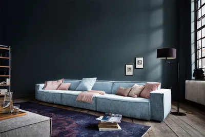 Produktbild von KAWOLA Sofa SAMU Riesensofa Stoff hellblau