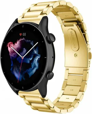 Produktbild von Strap-it Stahlarmband - Kompatibel mit Amazfit GTR 3 (Pro) Armband Ersatzarmband Edelstahl - Gliederarmband mit Faltschließe - Hochwertiges Material - für Smartwatch 22mm Armband Gold