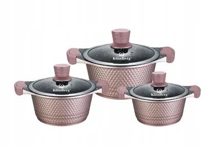 Produktbild von 6-teiliges rotes Topfset, mit Deckel, Induktion, für alle Herdarten, Induktions-Topfset Kochgeschirr Set, Topfset induktionsgeeignet  Rosegold
