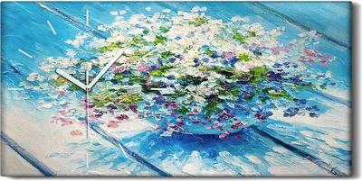 Produktbild von Leinwand Wanduhr Wandkunst Uhr Geräuschlos 60x30 Abstrakte Kunst Blumen - weiße Hände