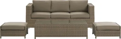 Produktbild von BELIANI Lounge Set Braun PE Rattan Kaffeetisch 2 Ottomane Auflagen Modern Outdoor