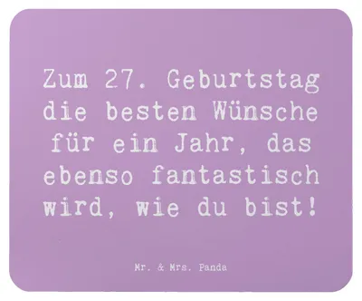 Produktbild von Mr. & Mrs. Panda Mauspad Spruch 27. Geburtstag Wünsche - Lavendeltraum - Geschenk, laptop mousepad, herzliche Botschaft, Mouse Pad, computer, Happy Birthday, beste, pc