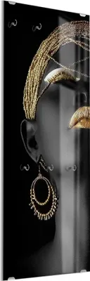 Produktbild von DEQORI Kleiderhaken aus Glas 50x125 cm 'Goldene Anmut' Wand Garderobe Paneel Haken modern