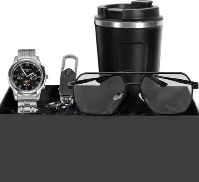Produktbild von BSTcentelha Herren Geschenkset Uhr Gürtel Schlüsselanhänger Sonnenbrille