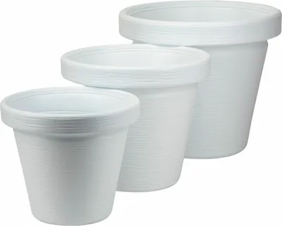 Image de HowHomely | Pots de fleurs - Blancs - Lot de 3 - Structure rainurée - Cache-pots - Faciles d'entretien