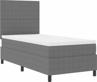 Image de vidaXL Lit boxspring gris clair et blanc 90 x 200 cm tissu velours côtelé