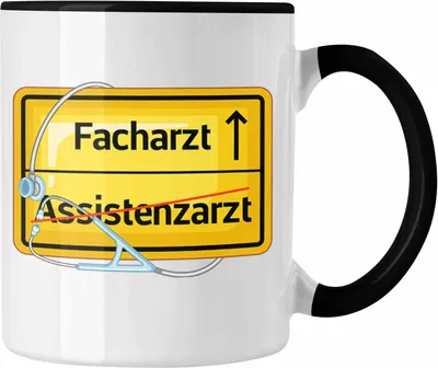 Produktbild von Trendation - Facharzt Tasse Geschenk Prüfung Bestanden Assistenzarzt Endlich Facharzt Geschenkidee (Schwarz)
