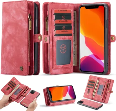 Produktbild von Caseme 008 iPhone 11 Pro Hülle Abnehmbare 2in1 Klapphülle Geldbörse - Rot