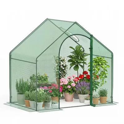 Produktbild von KOMFOTTEU Gewächshaus 180 x 100 x 168 cm, Tomatengewächshaus mit Metallgestell & PE-Abdeckung, Foliengewächshaus mit Reißverschlusstür & Fenstern, Überwinterungszelt für Garten, Terrasse, Grün