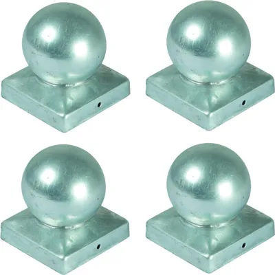 Produktbild von 4x Pfostenkappe Kugel 70x70mm Zaunkappe Zierkappe Pfahl Kappe verzinkt Abdeckung