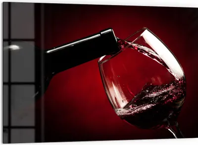 Produktbild von DEQORI Küchenrückwand Glas 60x40 cm 'Rotwein wird eingeschenkt' Spritzschutz Bad Rückwand