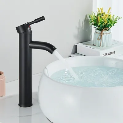 Produktbild von Wasserhahn Bad Waschbecken Schwarz Waschtischarmatur Hoch Einhand Mischbatterie