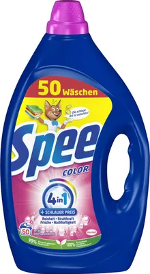 Produktbild von 4x SPEE Color Gel 2,25L – Waschmittel für 50 Waschladungen, Farbschutz & Reinigung in einem, Buntwäschepflege bei 20–60 °C, Gesamt: 9 L / 200 WL