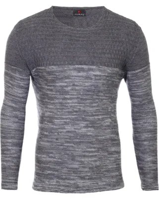 Produktbild von Reslad Strickpullover Herren-Pullover Melange Colorblock Rundhals Strick-Pulli RS-3124 Anthrazit S