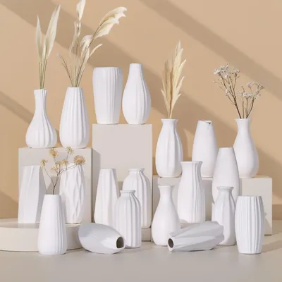Produktbild von Set von 20 Kleinen Weißen Vasen für Blumenarrangements