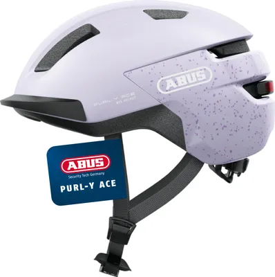 Produktbild von ABUS Fahrradhelm PURL-Y ACE mit LED-Licht – geeignet Fahrten auf E-Bike und S-Pedelec – trendiger NTA-Schutzhelm für Erwachsene und Jugendliche – Lavendel (Light Lavender), Größe M (54-58 cm)
