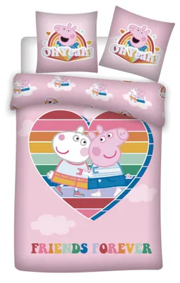Obrázok produktu pre Súprava detskej posteľnej bielizne Peppa Pig - Útulná obliečka na perinu 140x200 cm a obliečka na vankúš 63x63 cm