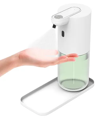 Produktbild von Automatischer Spender für alkoholbasiertes Desinfektionsmittel, 400 ml, elektrischer Sprühspender mit Sensor, berührungsloser Wandspender mit Tropfschale, 4-stufig, für Schule, Hotel, Zuhause