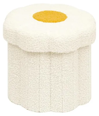 Productafbeelding van Opbergkruk in bloemenvorm, bouclé-stof, 32x32x29 cm, geschikt voor de woonkamer