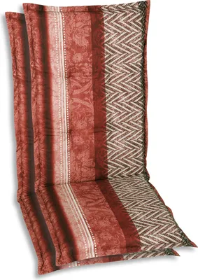 Produktbild von GO-DE Textil, Sesselauflage Mittellehner, 2er Set, Farbe: rot, Maße: 108 cm x 50 cm x 6 cm, Rueckenhoehe: 60 cm