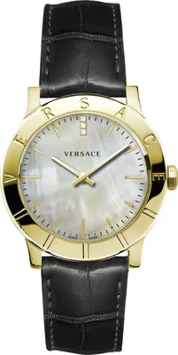 Produktbild von Versace VQA060017 Acron Lady perlmutt weiss gold schwarz Leder Damen Uhr NEU