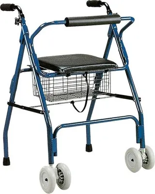 Image de Déambulateur pliable en aluminium avec siège et panier